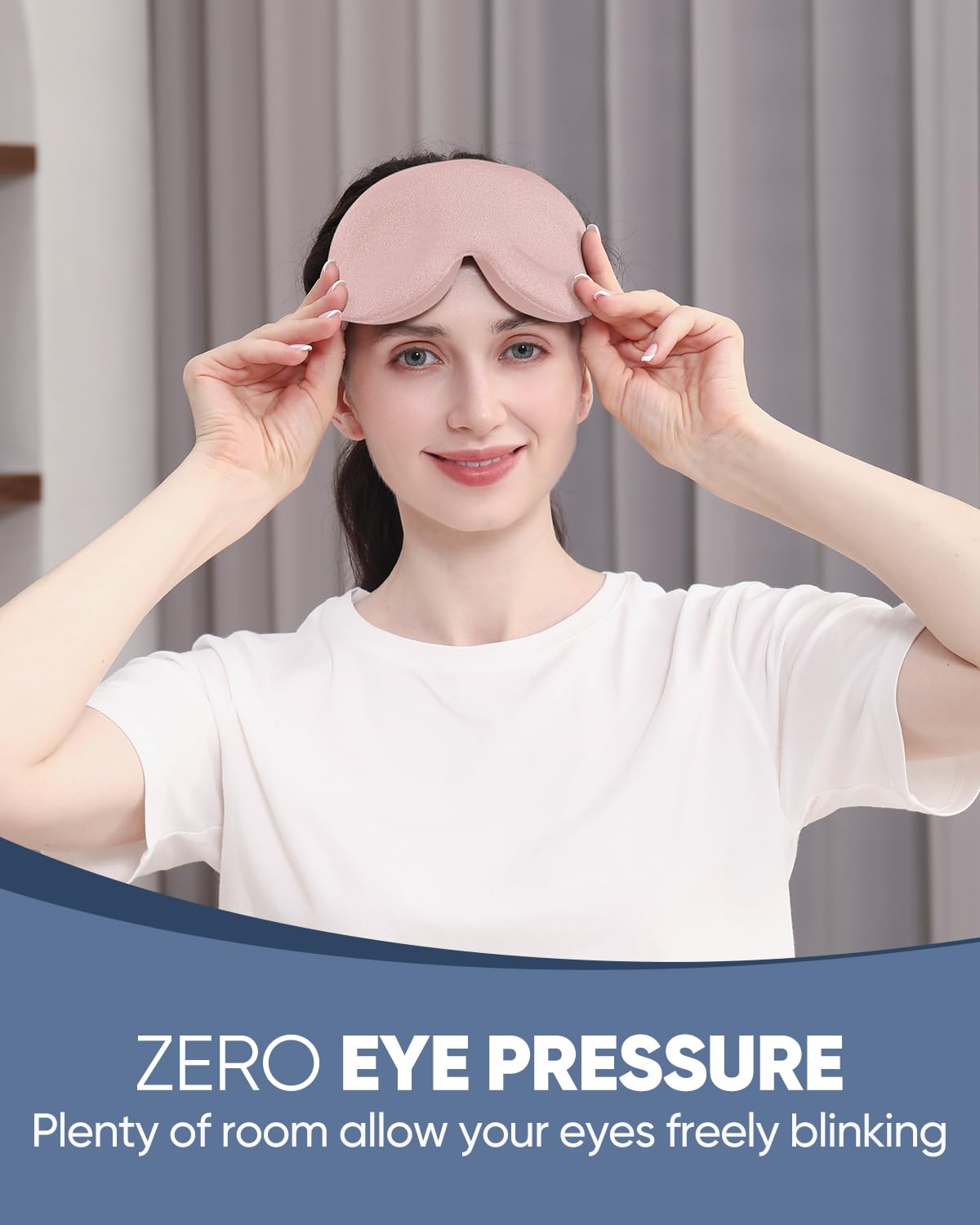 MZOO Sleep Eye Mask for Side Sleeper Men Women, Zero Eye Pressure 3D Sleeping Mask, Light Blocking Patented Design Night Blindfold, Soft Eye Shade Cover for Travel, Black