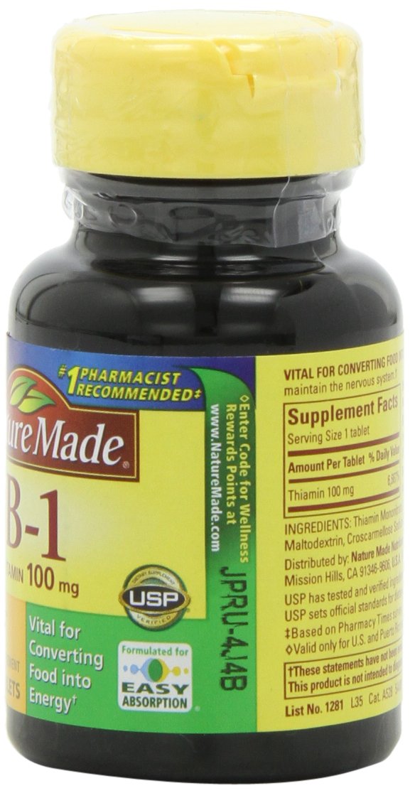 Nature Made Vitamin B1 100 mg, Dietary Supplement for Energy Metabolism Support, 100 Tablets, 100 Day Supply - Nirvana Guru