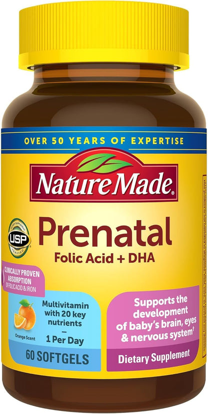 Nature Made Prenatal with Folic Acid + DHA, Prenatal Vitamin and Mineral Supplement for Daily Nutritional Support, 110 Softgels, 110 Day Supply - Nirvana Guru