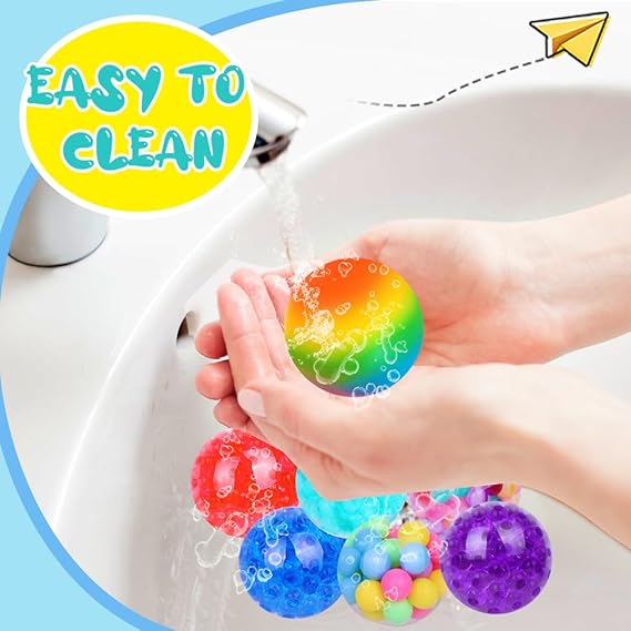 Squishy Balls for Adult Stress Relief - 12pc Set with Squeeze Fidget Balls for Party Favors & Gifts nirvanaguru