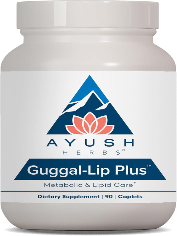 Ayush Herbs Guggal-Lip Plus - Metabolic Vitamins for Women & Men, Daily Pill, Pure & Natural Metabolic Health Supplement with Guggul - 90 Vegetarian Caplets (1 Count) Nirvana Guru