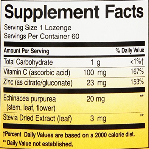 Nature's Way Zinc Lozenges with Vitamin C & Echinacea, Immune Support*, 23 mg of Zinc & 100 mg of Vitamin C per Serving, Wild Berry Flavored, 60 Lozenges (Packaging May Vary) - Nirvana Guru