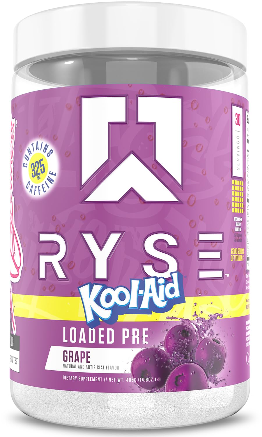 RYSE Loaded Pre Workout Powder - Ring Pop Cherry - Daily Pre-Workout for Men & Women with 325mg Caffeine, Beta Alanine, and Citrulline for Pump, Focus, and Energy - 30 Servings Nirvana Guru