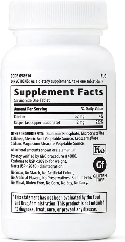 GNC Copper 2mg, Important for Iron Absorption, 100 Count Nirvana Guru