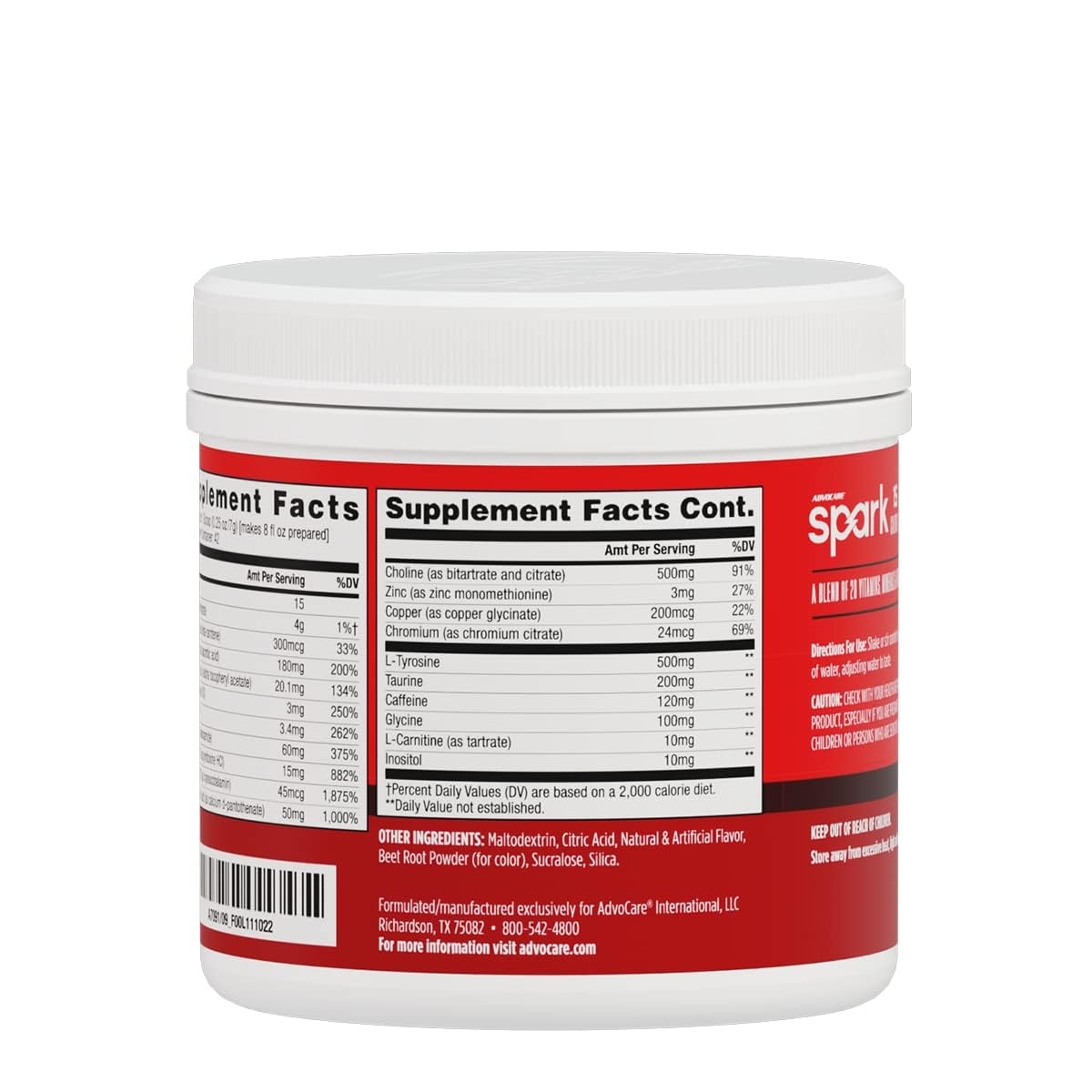 AdvoCare Spark Vitamin & Amino Acid Supplement - Focus & Energy Drink Powder Mix with Vitamin A, B-6, C & E - Also Includes L-Carnitine & L-Tyrosine - Fruit Punch - 10.5 oz Nirvana Guru