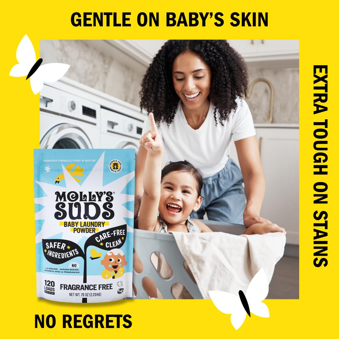 Molly's Suds Baby Laundry Detergent Powder | Removes Formula, Poop & Spit-Up Stains | Extra Gentle for Newborns (Sweet Baby Shea) Nirvana Guru