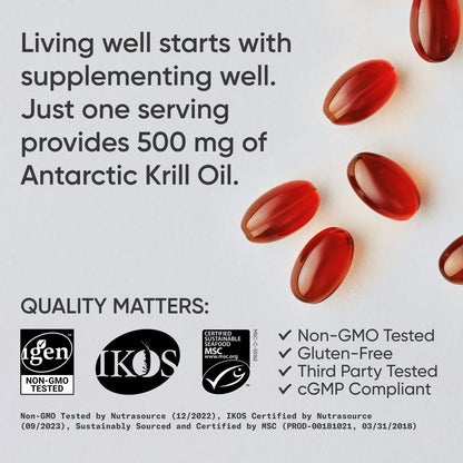 Sports Research® Omega-3 Krill Oil 500mg - Pure Antarctic Superba Krill with Phospholipids, Choline & Astaxanthin - MSC Certified Sustainable, Non-GMO & Gluten Free - 120 Mini-Gels - Nirvana Guru