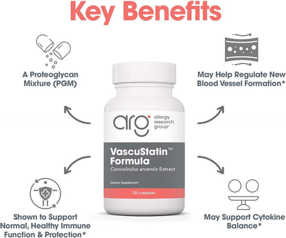 Allergy Research Group VascuStatin Formula Dietary Supplement - Convolvulus arvensis Extract, Healthy Vascularization Function, Phagocytic Activity, Lymphocyte Production - 120 Count Nirvana Guru