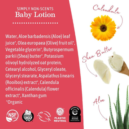 Earth Mama Simply Non-Scents Baby Lotion for Dry Skin, Calendula Cream, Skin Care for Kids, Organic Moisturizer, Unscented Lotion with Aloe, Rooibos, & Shea Butter, 8-Fl oz (2-Pk) Nirvana Guru