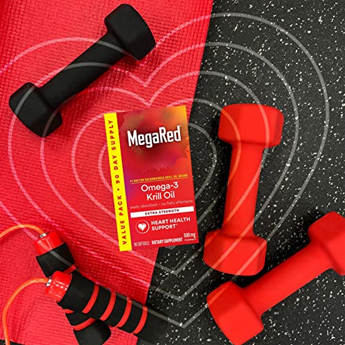 MegaRed - Omega-3 Krill Oil 350mg Softgels (130 Count in A Bottle), EPA & DHA Omega-3 Fatty Acids with No Fishy Aftertaste Unlike Fish Oil, Contains Antioxidant Astaxanthin - Nirvana Guru