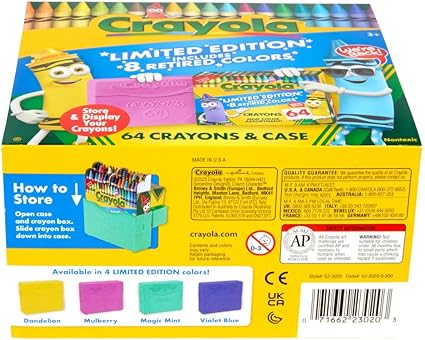 Crayola Crayon Box (64 Count), With Limited Edition Colors & Plastic Case, Arts & Crafts Coloring Supplies for Kids, Back to School Essentials, Ages 3+ nirvanaguru