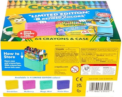 Crayola Crayon Box (64 Count), With Limited Edition Colors & Plastic Case, Arts & Crafts Coloring Supplies for Kids, Back to School Essentials, Ages 3+ nirvanaguru