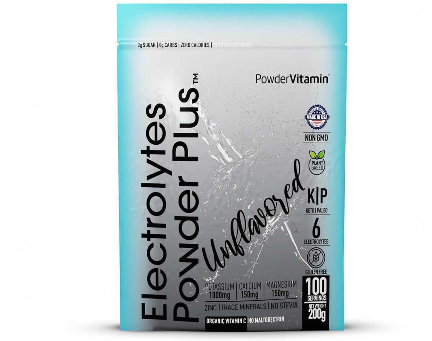 PowerVitamin Lemonade Electrolytes Powder No Sugar for Daily Energy - Keto Electrolytes - Hydration Powder with 1000mg Potassium, 120mg Calcium, Magnesium, Organic Vitamin C, 100 Servings