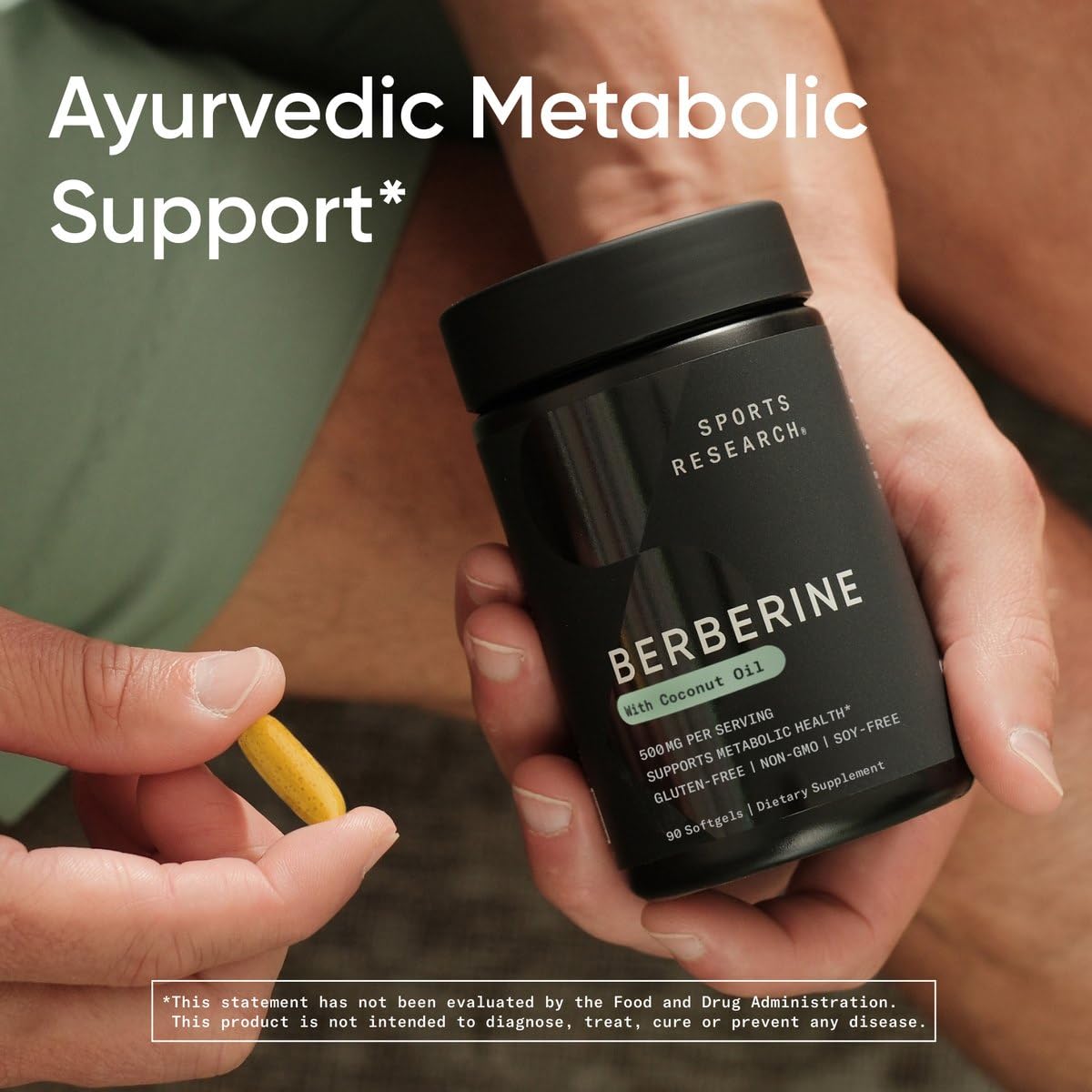 Sports Research Berberine - Herbal Ayurvedic Metabolic Health Support - 500 mg - 60 Capsules - Vegan Certified, Gluten-Free, Non-GMO - Nirvana Guru