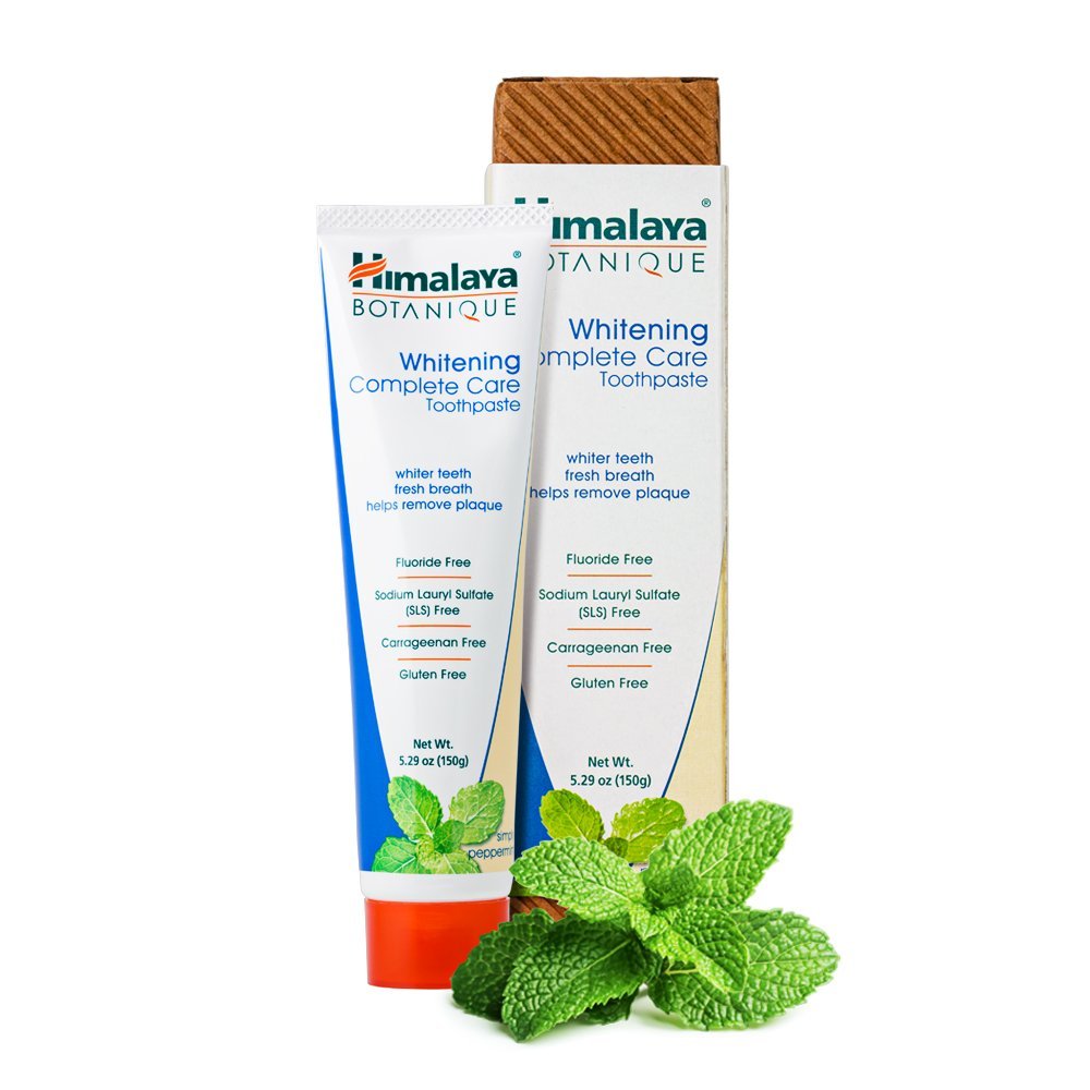 Himalaya Botanique Whitening Complete Care Toothpaste, Teeth Whitening, Fights Plaque, Fluoride Free, No Artificial Flavors, SLS Free, Cruelty Free, Foaming, Simply Mint Flavor, 5.29 Oz, 2 Pack - Nirvana Guru