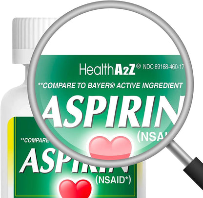HealthA2Z® Aspirin 81 mg | Low Strength | Enteric Coated | Pain Relief | Reduces Minor Aches Muscle Pain & Cramps | Fever Reducer | Reduces Headache (365 Counts)