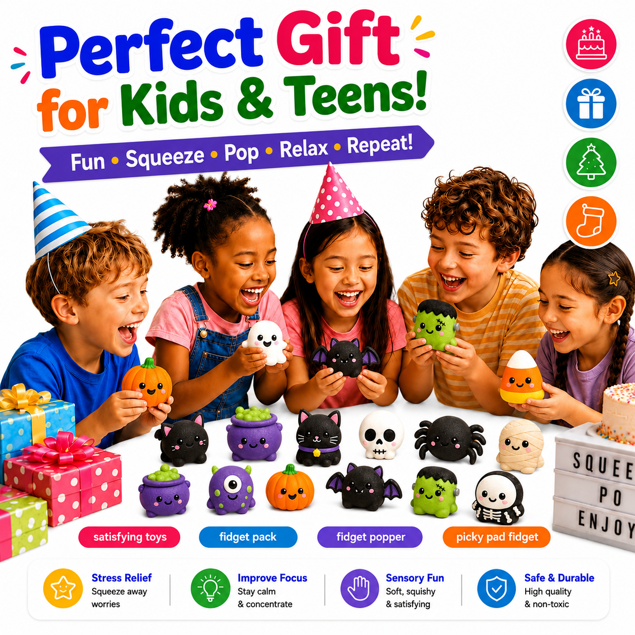 Halloween Pimple Popping Toy Set with Syringe for Squishies -5 Pack Halloween Squishy Needle Air Injection Fidget Toys - Pimple Popper Toy ASMR Sensory Stress Relief Toys - Halloween Party Favors Nirvana Guru