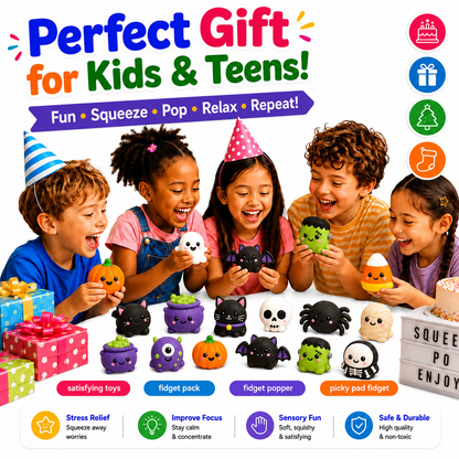 Halloween Pimple Popping Toy Set with Syringe for Squishies -5 Pack Halloween Squishy Needle Air Injection Fidget Toys - Pimple Popper Toy ASMR Sensory Stress Relief Toys - Halloween Party Favors Nirvana Guru