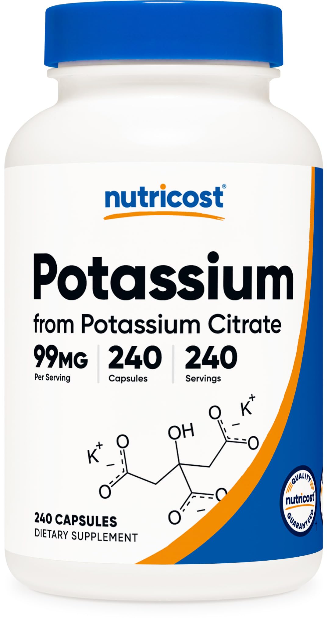 Nutricost Potassium Citrate 99mg, 500 Capsules Nirvana Guru