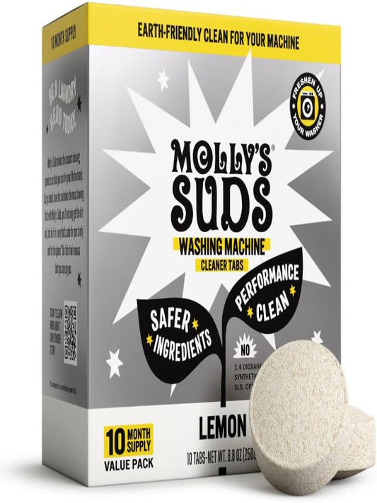 Molly's Suds Washing Machine Cleaner | Removes Odors & Grime from Front & Top Loader Machines, Including HE (Citrus - 10 Tablets) Nirvana Guru