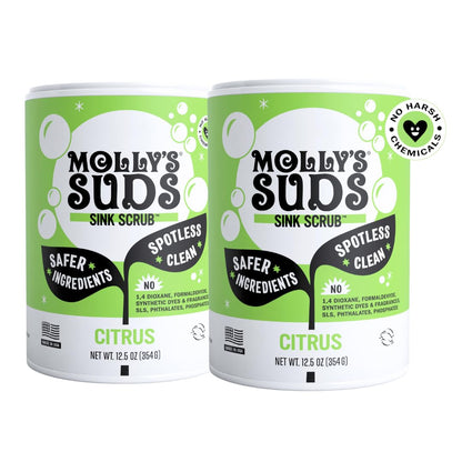 Molly's Suds Sink and All Purpose SCRUB | Gently Removes Stains, Scrubs Away Grease & Gime, Buffs out Scratches | Plant and Mineral Based | 2 Pack, Beach Scent Nirvana Guru