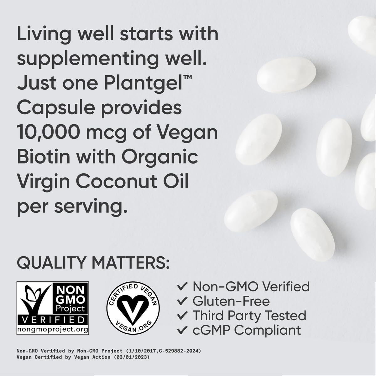 Sports Research Extra Strength Vegan Biotin (Vitamin B) Supplement with Organic Coconut Oil - Supports Keratin for Healthier Hair & Skin - Great for Women & Men - 5,000mcg, 120 Veggie Softgel Capsules - Nirvana Guru