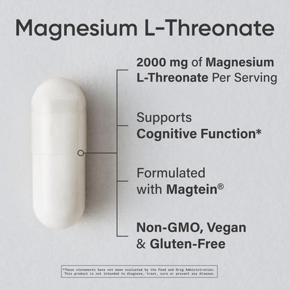 Sports Research Magtein Magnesium L-Threonate Capsules - Magnesium Supplement for Memory, Focus & Cognition - Magnesium L Threonate Supports Brain Health, Sleep & Mood - 2000mg, 90 Capsules for Adults - Nirvana Guru