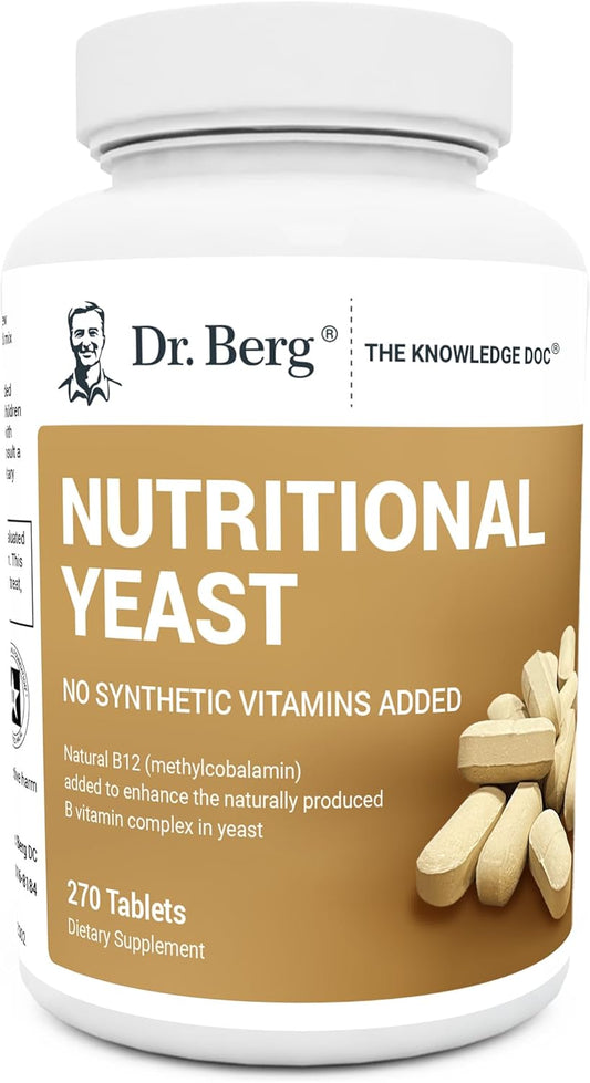 Dr. Berg Nutritional Yeast Tablets – Natural B12 Added - All 8 B Vitamin Complex – Organic Vanilla Flavor - 270 Vegan Tablets Dietary Supplements - Nirvana Guru