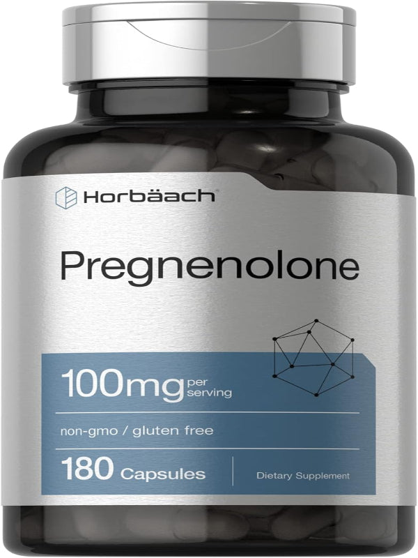 Horbäach Pregnenolone 100mg | 180 Capsules | Non-GMO and Gluten Free Supplement - Nirvana Guru