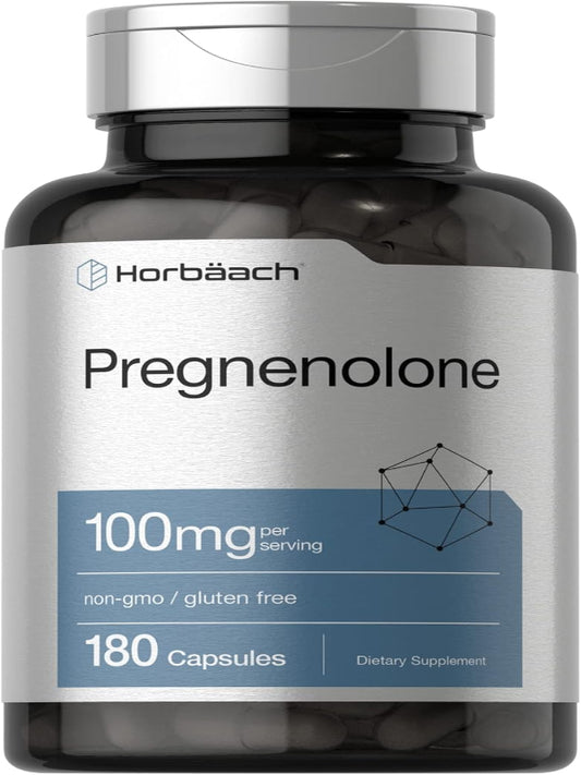 Horbäach Pregnenolone 100mg | 180 Capsules | Non-GMO and Gluten Free Supplement - Nirvana Guru