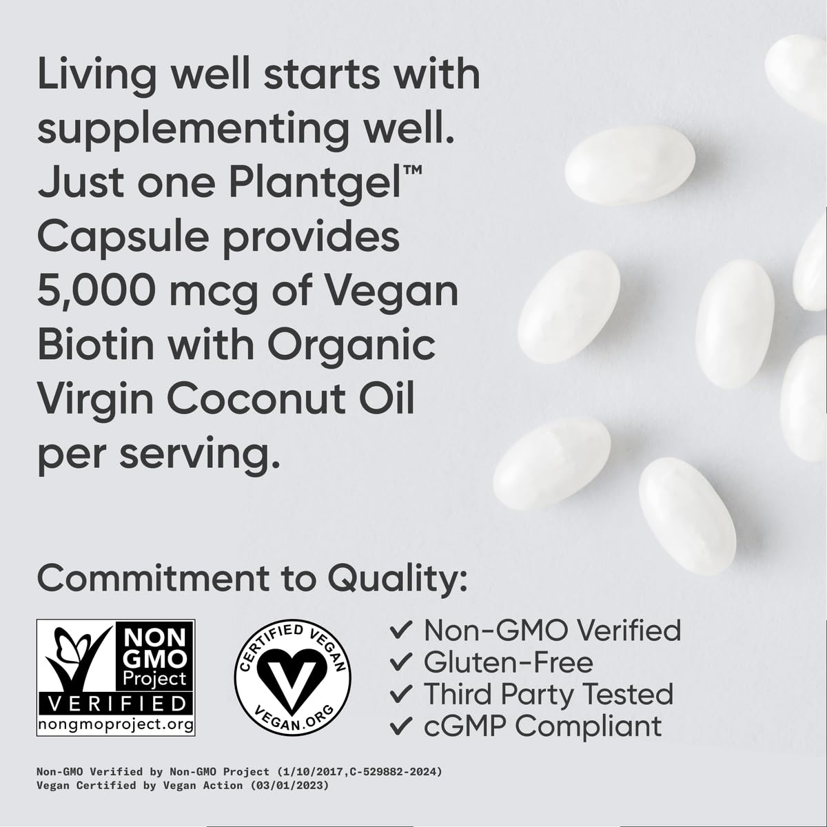 Sports Research Extra Strength Vegan Biotin (Vitamin B) Supplement with Organic Coconut Oil - Supports Keratin for Healthier Hair & Skin - Great for Women & Men - 5,000mcg, 120 Veggie Softgel Capsules - Nirvana Guru