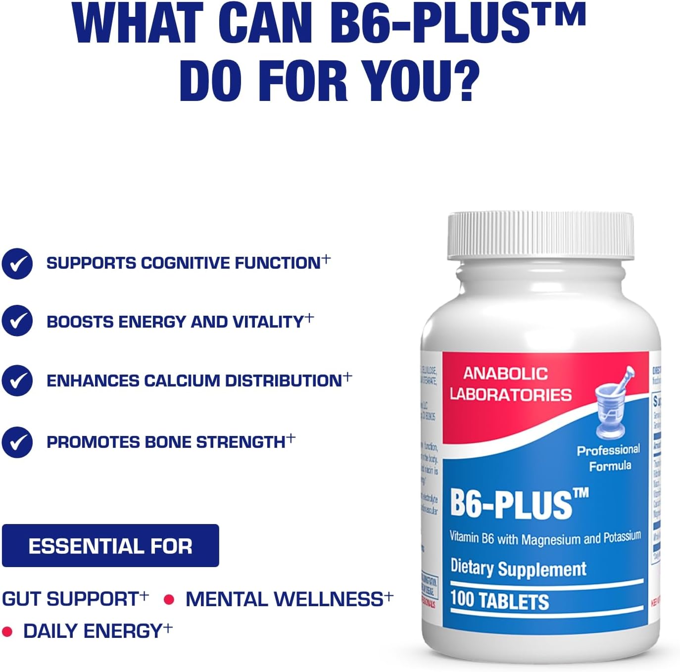 Calcium Magnesium B6 Supplement - Clinically Formulated Vitamin B6 50mg Complex for Energy Metabolism Krebs Cycle Heart Bone and Nerve Support with B1 B2 Niacin and Potassium (100 Servings) Nirvana Guru