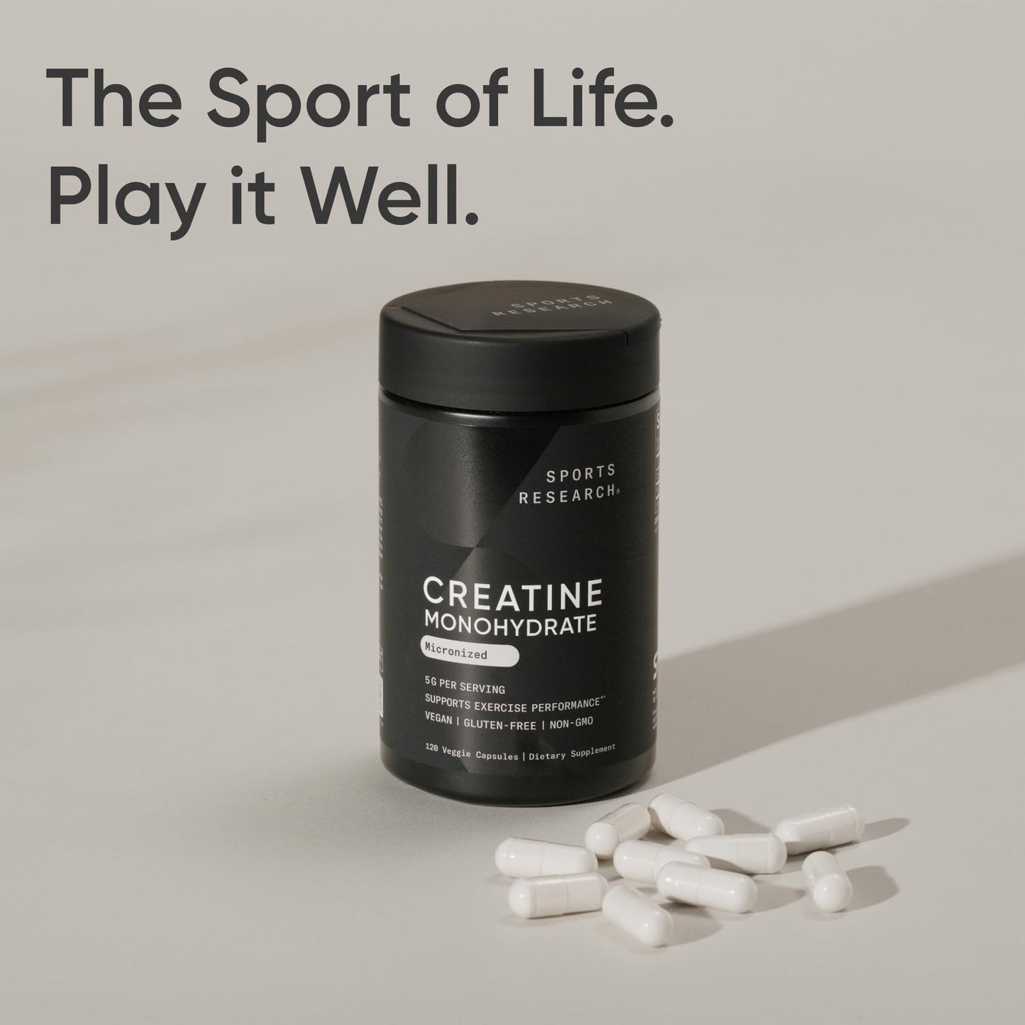 Sports Research Creatine Monohydrate - Gain Lean Muscle, Improve Performance and Strength and Support Workout Recovery - 5 g Micronized Creatine - 1.1LBS - Nirvana Guru