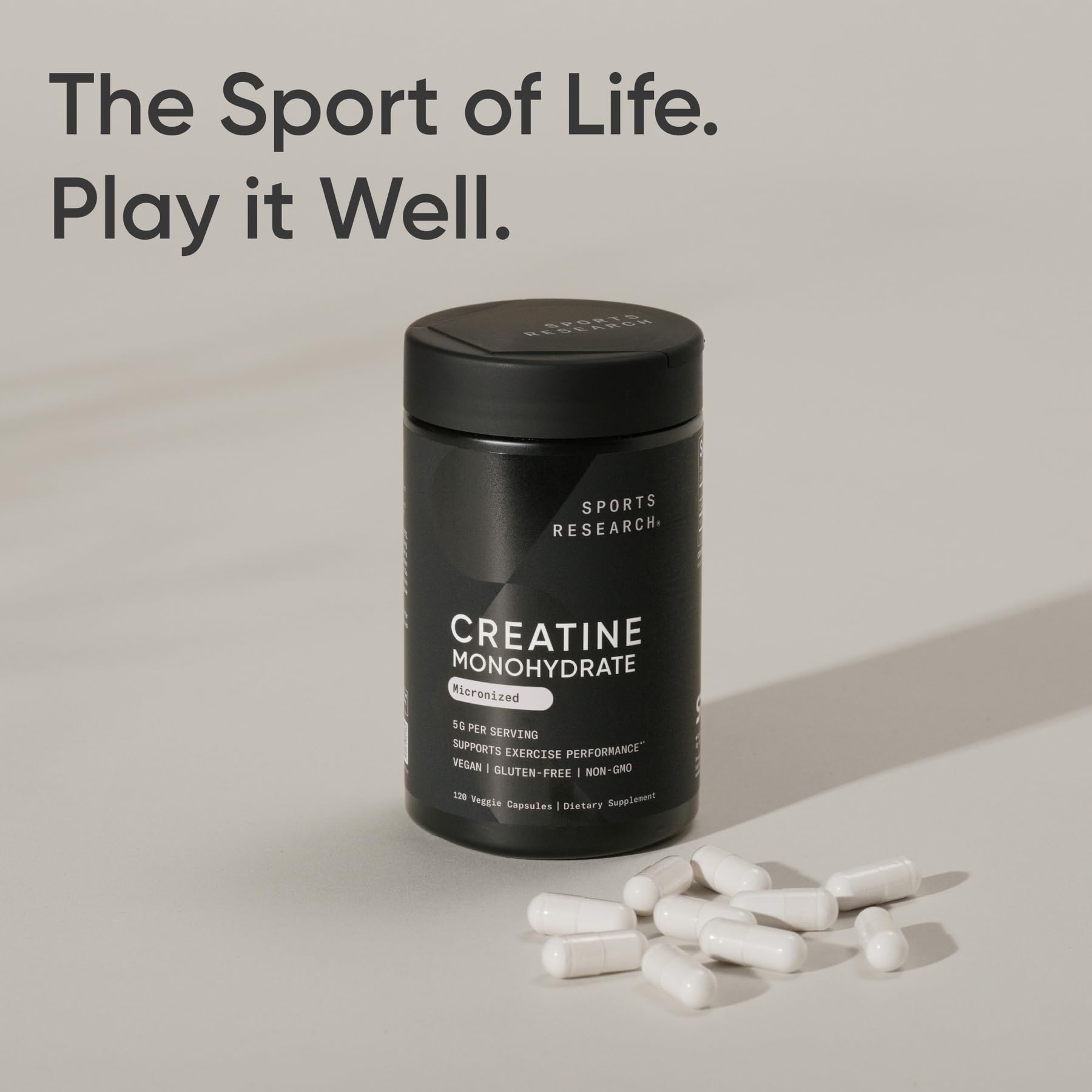 Sports Research Creatine Monohydrate - Gain Lean Muscle, Improve Performance and Strength and Support Workout Recovery - 5 g Micronized Creatine - 1.1LBS - Nirvana Guru