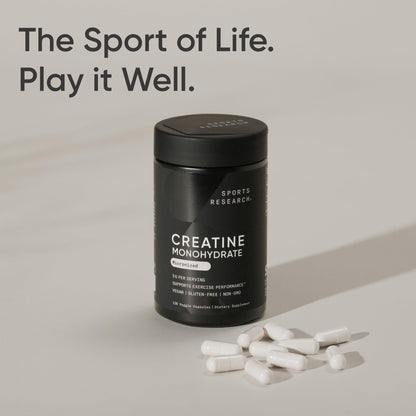 Sports Research Creatine Monohydrate - Gain Lean Muscle, Improve Performance and Strength and Support Workout Recovery - 5 g Micronized Creatine - 1.1LBS - Nirvana Guru