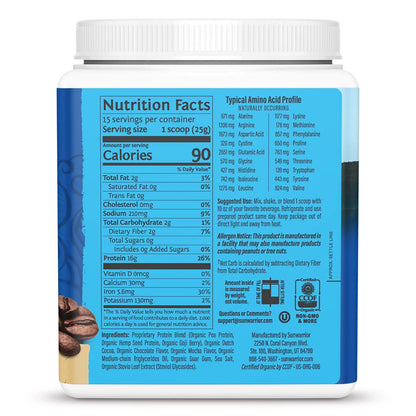 Organic Plant Based Protein Powder | Vegan Organic Protein Powder Vanilla Flavored with BCAA Amino Acids & Hemp Seed Pea Blend | Non-GMO Soy Dairy Filler & Gluten Free (Vanilla, 32 Servings) - Nirvana Guru