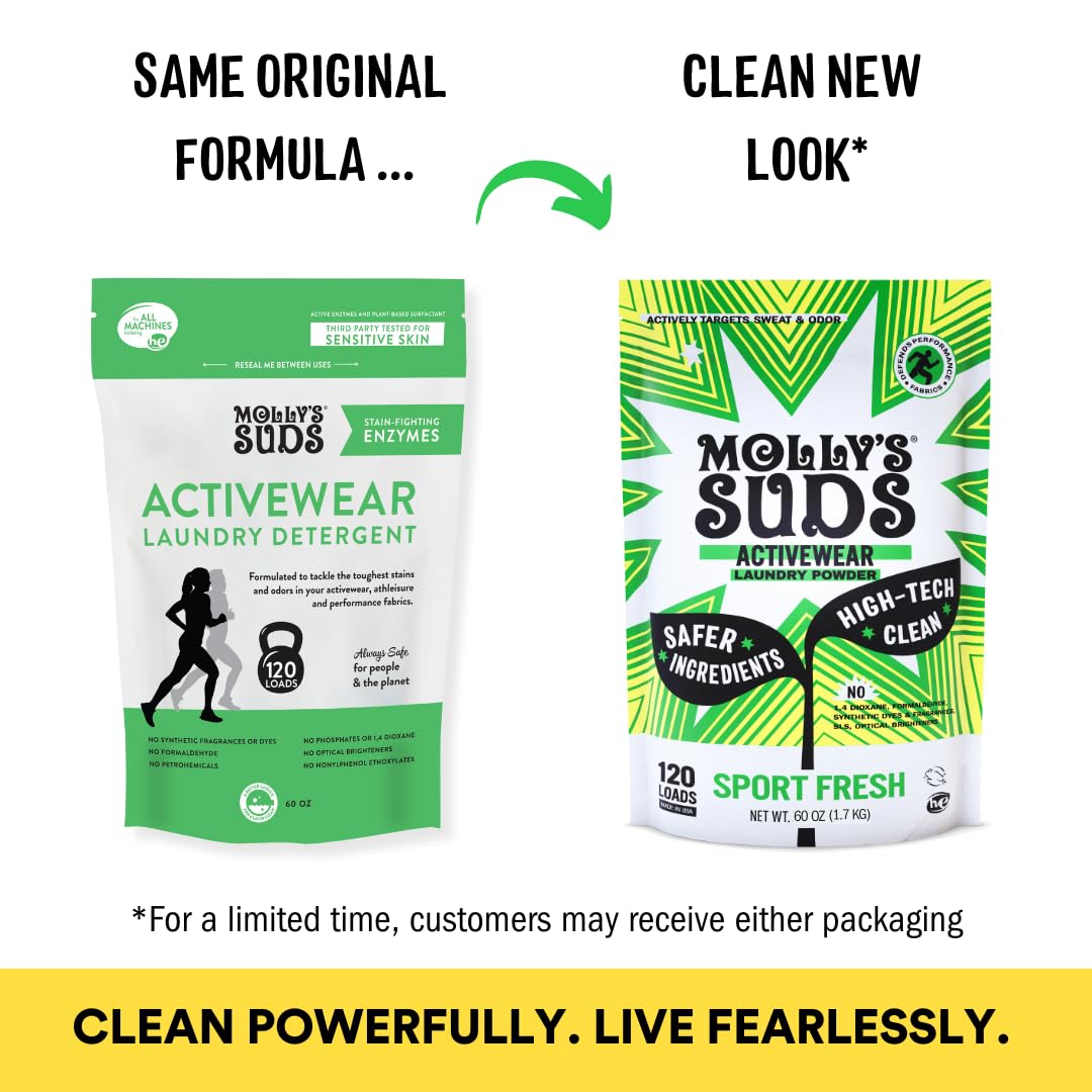 Molly's Suds Active Wear Laundry Detergent | Extra Strength Sport Laundry Powder, Stain Fighting for Performance Fabrics and Sensitive Skin | 120 Loads Nirvana Guru