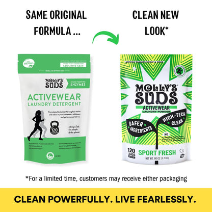 Molly's Suds Active Wear Laundry Detergent | Extra Strength Sport Laundry Powder, Stain Fighting for Performance Fabrics and Sensitive Skin | 120 Loads Nirvana Guru