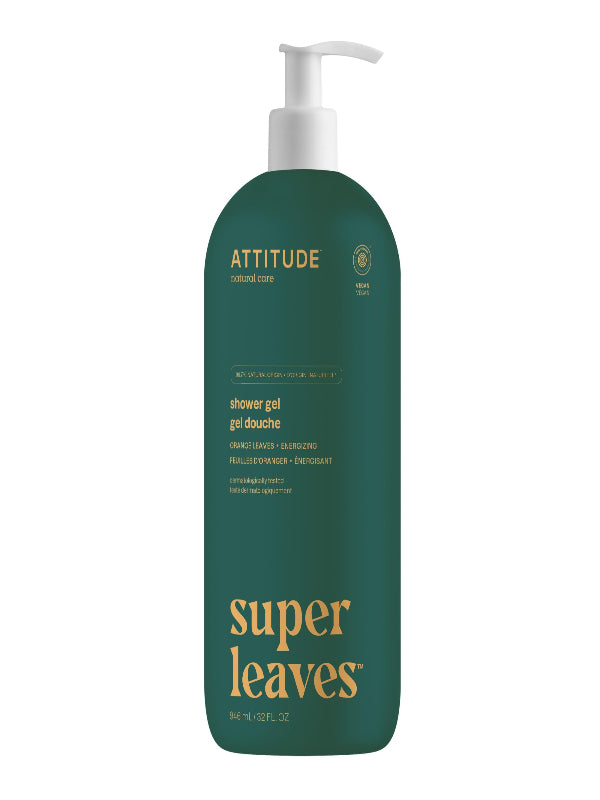 ATTITUDE Body Wash, EWG Verified Shower Gel, Dermatologically Tested, Plant and Mineral-Based, Vegan Personal Care Products, Orange Leaves, 32 Fl Oz Nirvana Guru