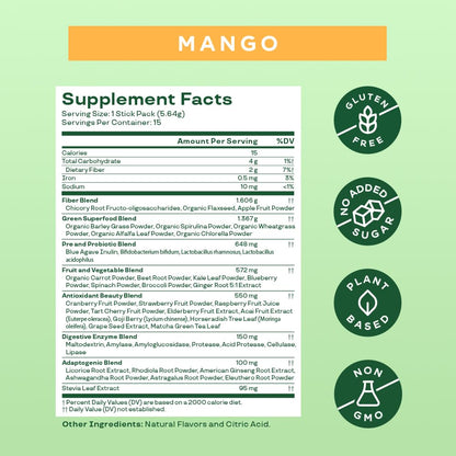 Bloom Nutrition Greens and Superfoods Powder for Digestive Health, Greens Powder, Digestive Enzymes, Probiotics, Spirulina, Chlorella for Bloating & Gut Support, Green Juice, 30 SVG, Strawberry Kiwi
