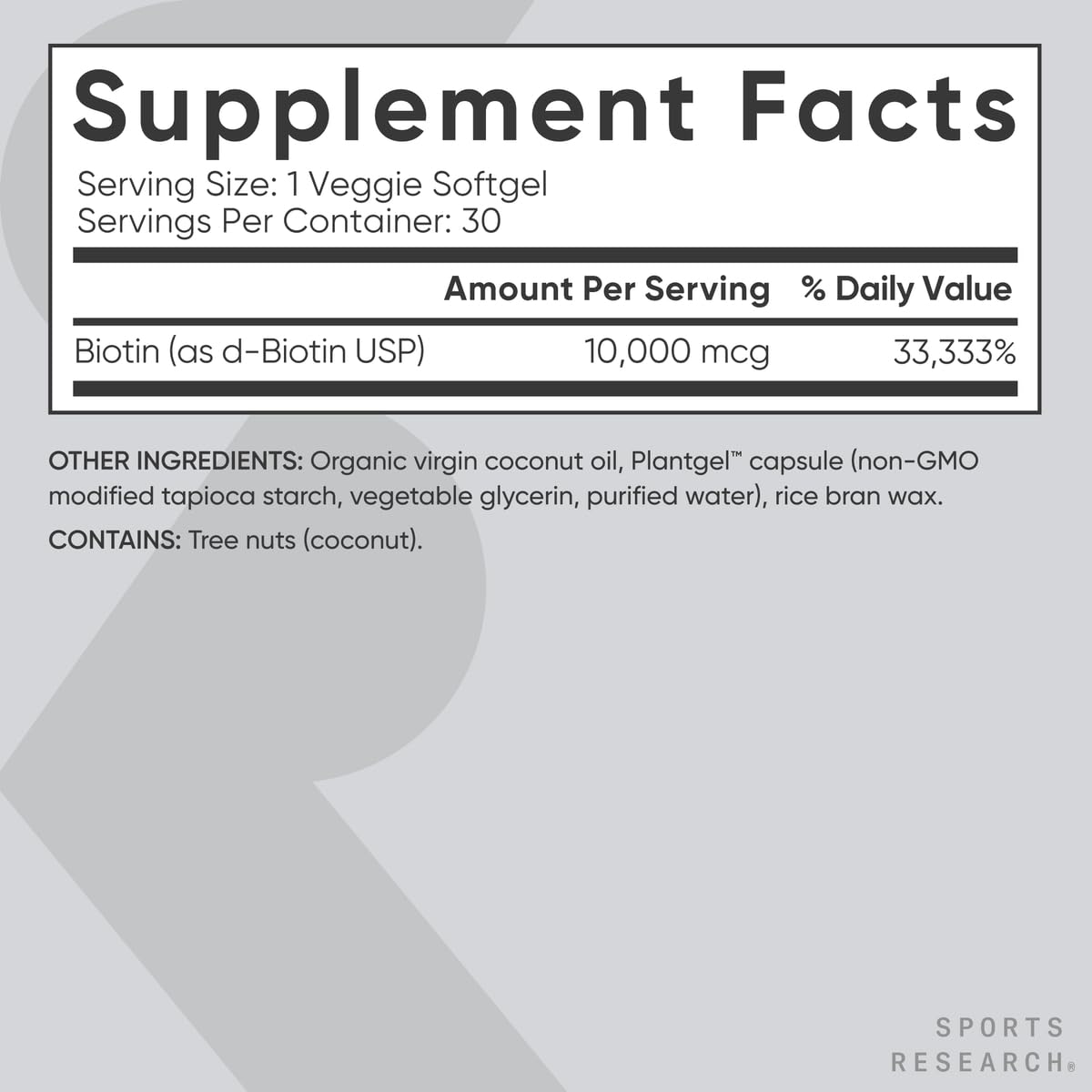 Sports Research Extra Strength Vegan Biotin (Vitamin B) Supplement with Organic Coconut Oil - Supports Keratin for Healthier Hair & Skin - Great for Women & Men - 5,000mcg, 120 Veggie Softgel Capsules - Nirvana Guru