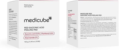 Medicube Red Succinic Acid Exfoliating Peeling Pads for Acne-Prone Skin – AHA, BHA, Niacinamide & Panthenol nirvanaguru