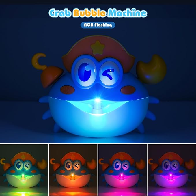Bath Toys,Crab Baby Bath Toys Light Up Bath Bubble Machine with Colourful RGB Light Great Birthday Gift for Boys and Girls Toddler Toy for Kids Ages 1-3 4-8 nirvanaguru