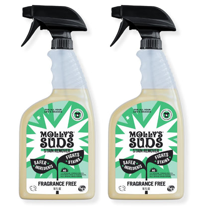 Molly's Suds Stain Remover Spray | Gentle Yet Powerful, Great for Baby & Pet Stains | Clean, Simple Ingredients (Fragrance Free) (16 Fl Oz (Pack of 2)) Nirvana Guru