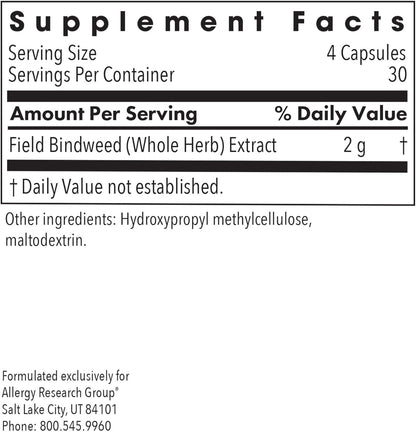 Allergy Research Group VascuStatin Formula Dietary Supplement - Convolvulus arvensis Extract, Healthy Vascularization Function, Phagocytic Activity, Lymphocyte Production - 120 Count Nirvana Guru