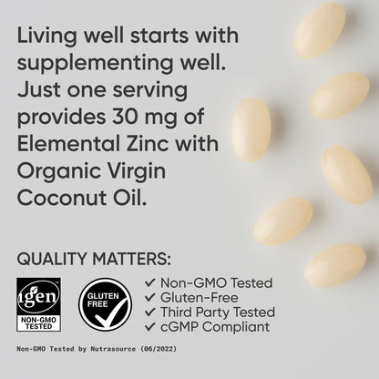 Sports Research Zinc Picolinate 50mg with Organic Coconut Oil | Highly Absorbable Zinc Supplement for Healthy Immune Function - Non-GMO Verified, Gluten & Soy Free (60 Liquid Softgels) - Nirvana Guru