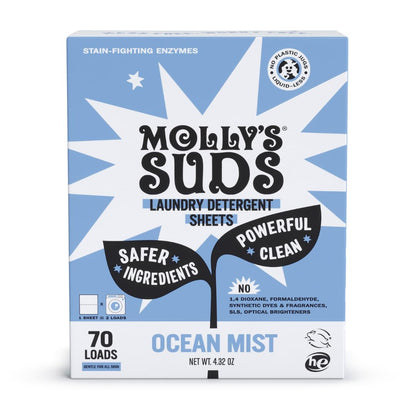 Molly’s Suds Laundry Detergent Sheets | Gentle on Sensitive Skin, Powerful Bio-Based Enzymes, Stain-Fighting | Liquidless & Plastic-Free Packaging | 70 Loads (Unscented) Nirvana Guru
