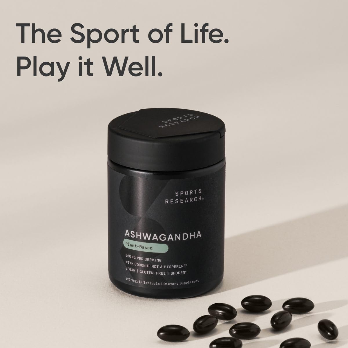 Sports Research® Ashwagandha Softgels with Coconut MCT Oil - Natural Adaptogen Made with Shoden® Ashwa for Relaxation, Calm & Sleep Support - Gluten Free & Vegan Friendly - 60 Count - Nirvana Guru