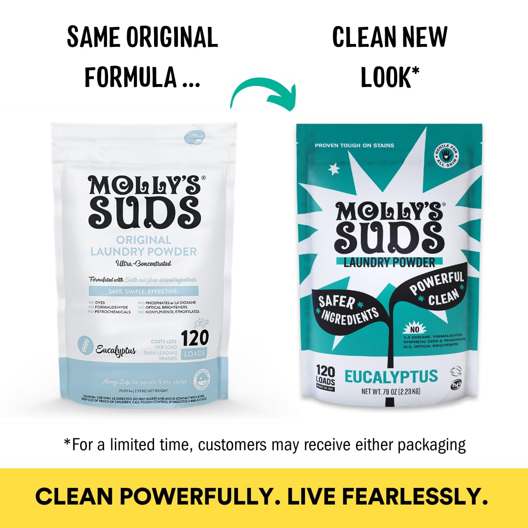 Molly's Suds Super Powder Detergent | Extra Strength Laundry Soap, Stain Fighting | Sensitive Skin | Simple, Effective Ingredients | 60 Loads - Lavender