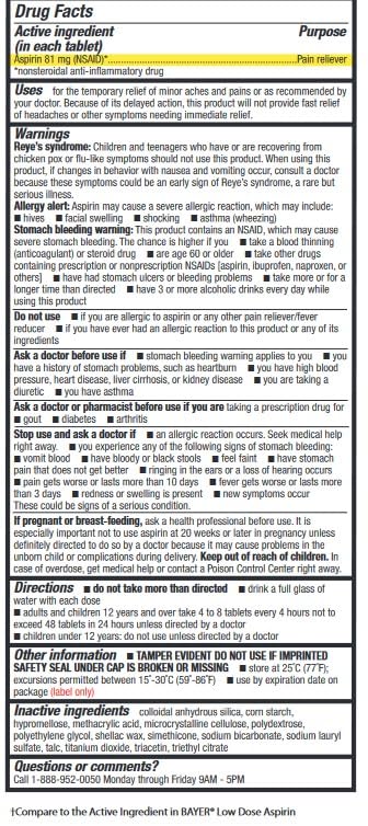 HealthA2Z® Aspirin 81 mg | Low Strength | Enteric Coated | Pain Relief | Reduces Minor Aches Muscle Pain & Cramps | Fever Reducer | Reduces Headache (365 Counts)
